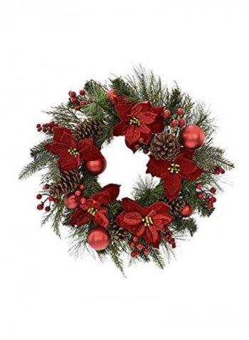 Poinsettia Wreath Red/Green 24inch