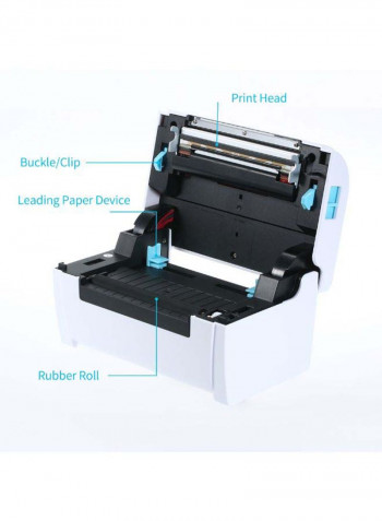 110mm Shipping Label Printer with Stand USB Cable High Speed Direct Thermal Printer 23 x 20cm white