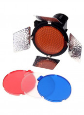 Camera Shoot LED Photography Light With 4 Colour Plate Red/Silver
