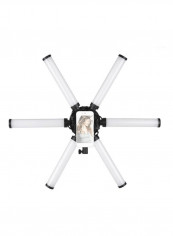 6-Tube Foldable Stick Beauty Light with Flexible Phone Holder White/Black