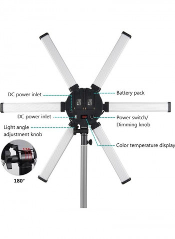 6-Tube Foldable Stick Beauty Light with Flexible Phone Holder White/Black