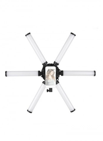 Foldable 6 Tubes Stick Light with Phone Holder for Photography Black/White