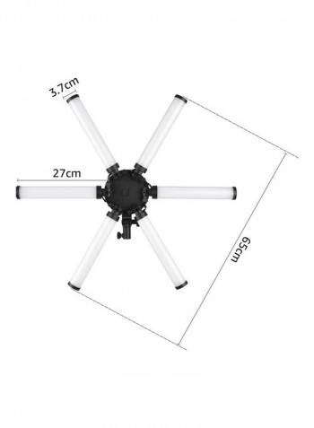 Foldable 6 Tubes Stick Light with Phone Holder for Photography Black/White