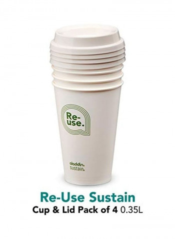 8-Piece Re-Use Sustain Cup And Lid White