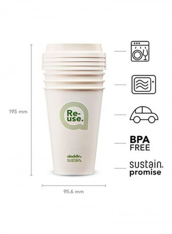 8-Piece Re-Use Sustain Cup And Lid White