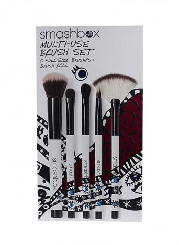 5-Piece Multi-Use Brush Set Black/White