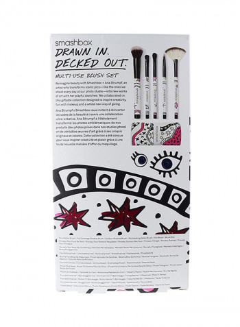 5-Piece Multi-Use Brush Set Black/White