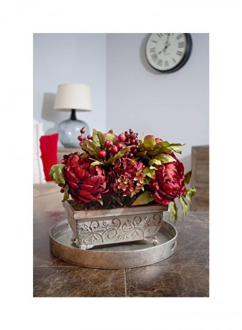 Peony And Hydrangea Silk Flower Arrangement Red/Green