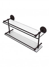 Double Gallery Rail Glass Shelf Clear/Black 22inch