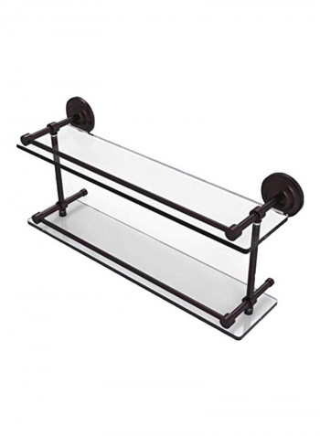Double Gallery Rail Glass Shelf Clear/Black 22inch