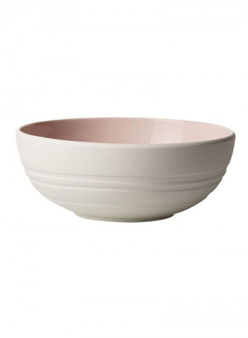 4-Piece It's My Match Powder Leaf Bowl Set White/Pink 3400ml