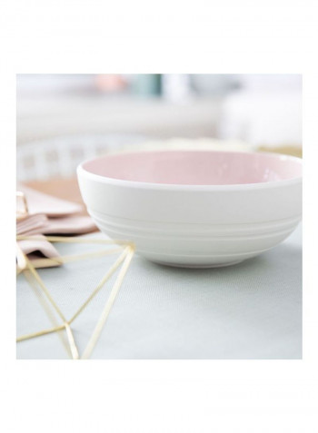 4-Piece It's My Match Powder Leaf Bowl Set White/Pink 3400ml