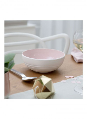 4-Piece It's My Match Powder Leaf Bowl Set White/Pink 3400ml