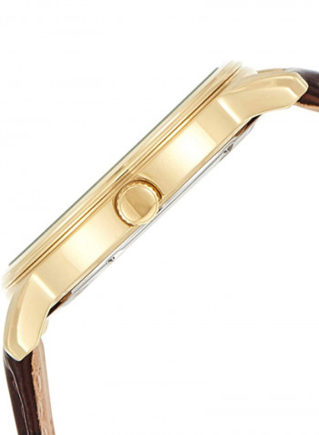 Men's Water Resistant Leather Analog Watch SUR266P1