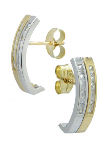 18 Karat Gold Rhinestone Embellished Earrings