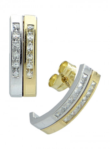 18 Karat Gold Rhinestone Embellished Earrings