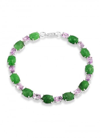 925 Sterling Silver Amethyst Studded Bracelet