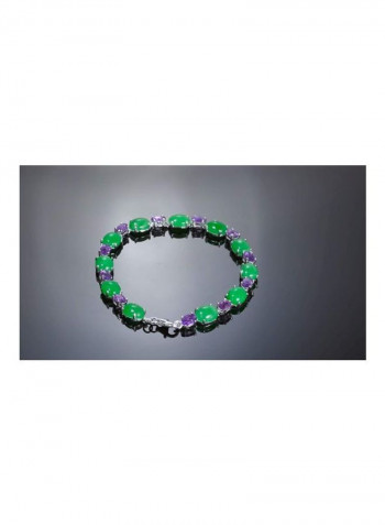 925 Sterling Silver Amethyst Studded Bracelet