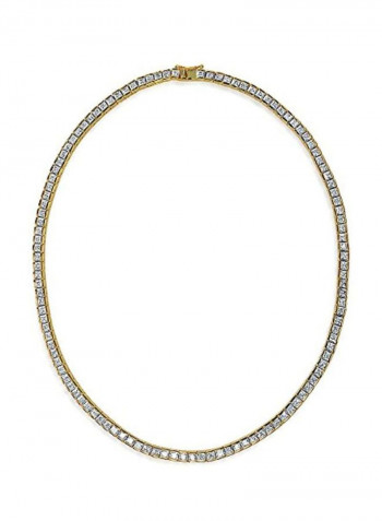 14 Karat Gold Plated Brass Cubic Zirconia Studded Necklace
