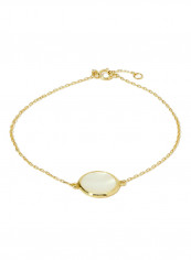 18 Karat Gold Mother Of Pearl Single Stone Bracelet