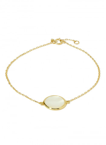 18 Karat Gold Mother Of Pearl Single Stone Bracelet