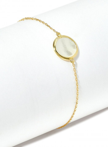 18 Karat Gold Mother Of Pearl Single Stone Bracelet