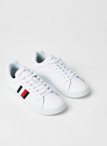 Knit Low Top Cupsole Sneakers White