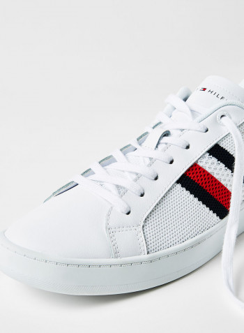 Knit Low Top Cupsole Sneakers White