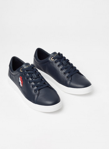 Monogram Leather Sneakers Navy