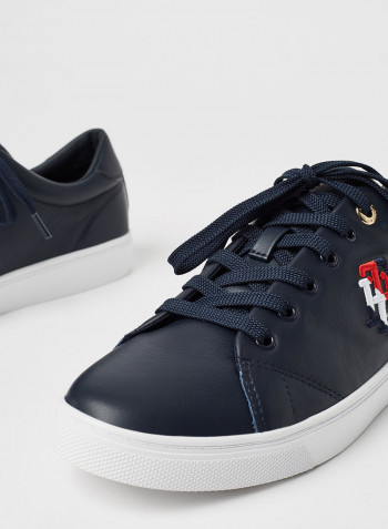 Monogram Leather Sneakers Navy