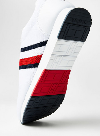 Knit Contrast Tape Sneakers White