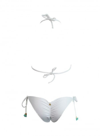 Ruffle Designed Non-Padded Bikini Set White