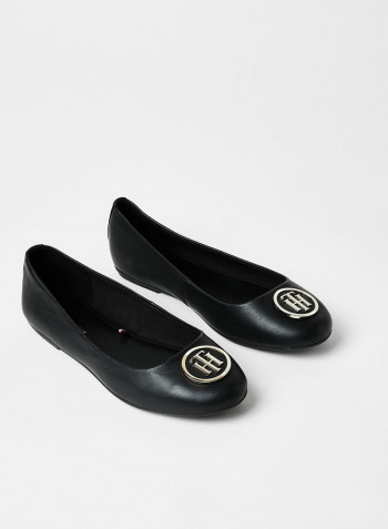 Essential Monogram Leather Ballerinas Black