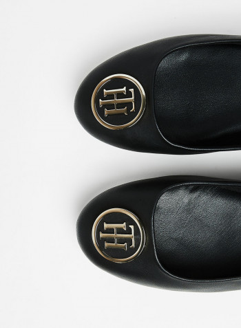 Essential Monogram Leather Ballerinas Black