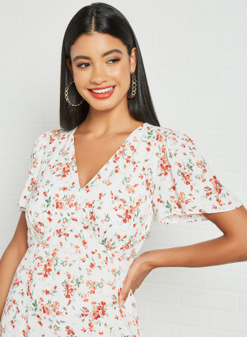 Floral V-Neck Dress Multicolour