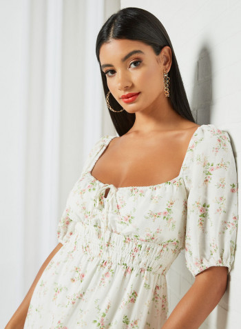 Josephine Tiered Floral Dress White