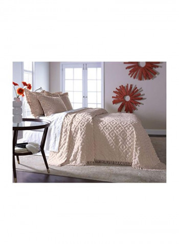 Diamond Tufted Chenille Bedspread Ivory King