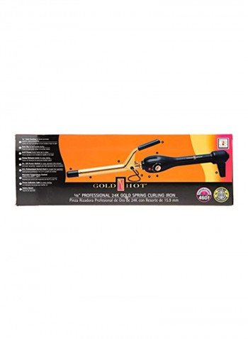 Professional Spring-Grip Curling Iron Black/Gold