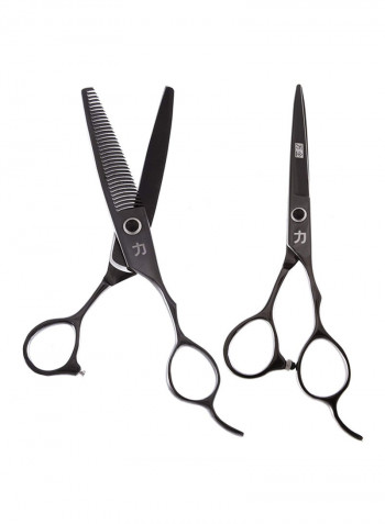 2-Piece Stainless Steel Cutting Scissor Black/Silver 5.5inch