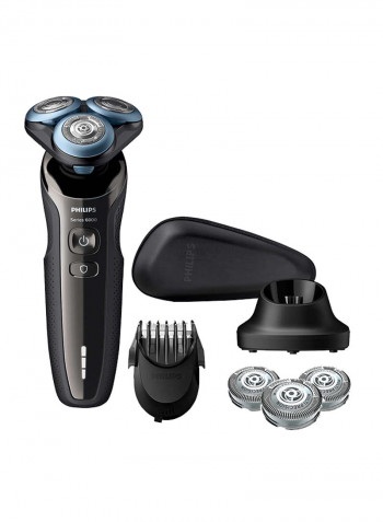 4-Piece Series 6000 Wet And Dry Electric Shaver Kit Black/Blue