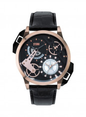 Men's Leather Band Analog Watch ST-47147/RG/BK