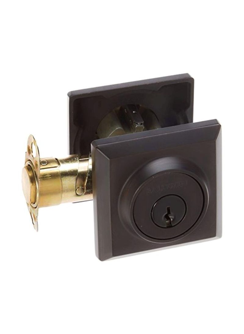 Reserve Double Cylinder Traditional Square Deadbolt Brown 5.3x5.3x3.4inch