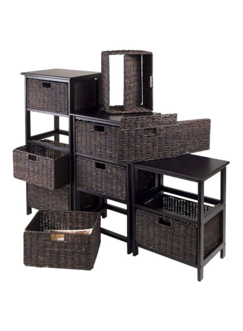 3-Piece Storage Shelf With Basket Set Brown
