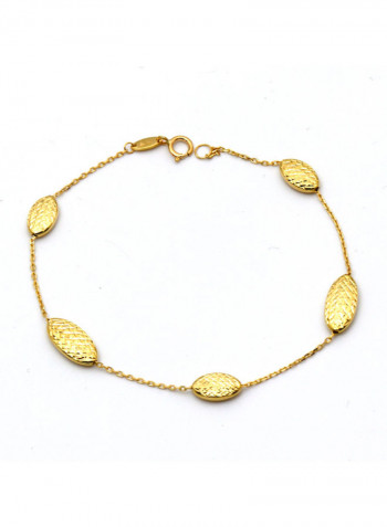 18 Karat Gold 3D Texture Oval Bracelet