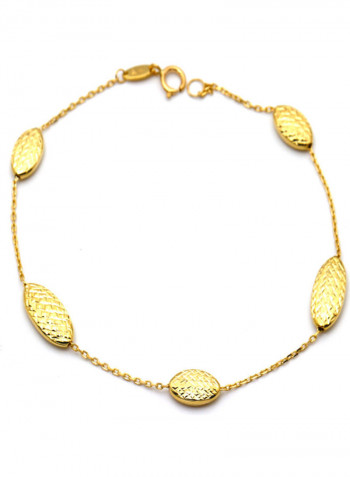 18 Karat Gold 3D Texture Oval Bracelet
