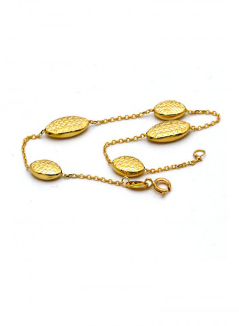 18 Karat Gold 3D Texture Oval Bracelet