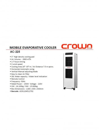 Portable Evaporative Air Cooler AC-225 White
