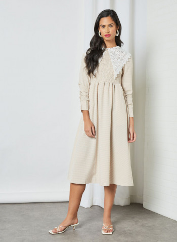 Shirred Bodice Dress Cream