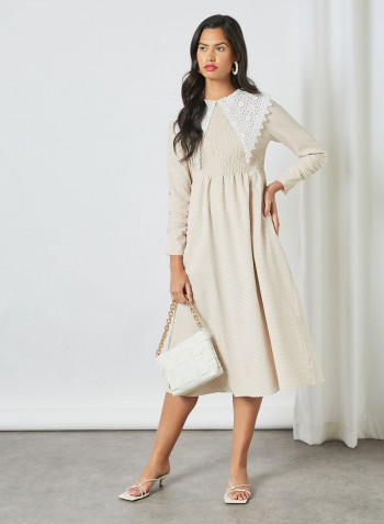 Shirred Bodice Dress Cream