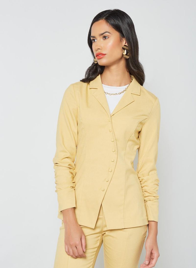 Curved Front Edge Blazer Yellow